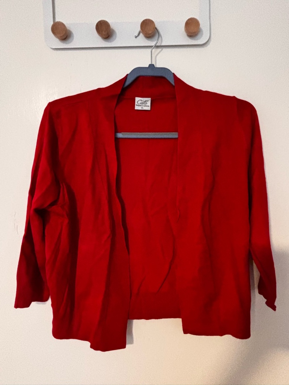Cielo Open-Front Cardigan in Red